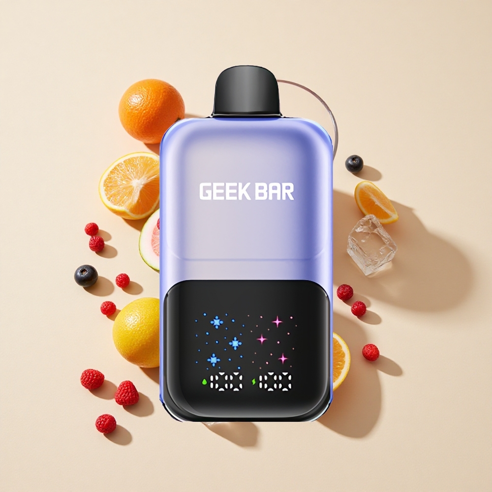 פירות יער מעורבים קרח GEEK BAR 2GO שתי סדרות 50000 שאיפות סוללה נטענת עם מסך גדול אינטראקטיבי