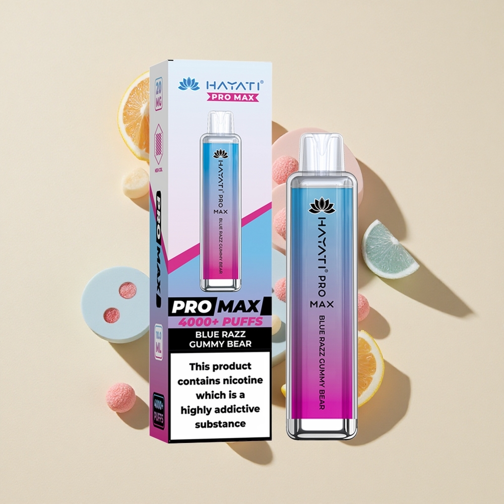 Blue Razz Gummy Bear (בלו ראז גומי דוב) Hayati Pro Max 4000 Puffs ואפי חד פעמי 1400mAh (1400 מיליאמפר)