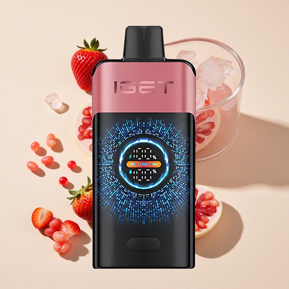 תות רימון קרח + IGET ONE 12000 Puffs + מסך צבעוני גדול מעוקל