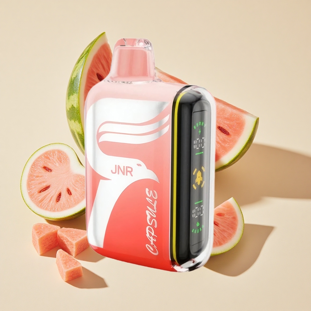 אבטיח בראז קרח JNR Capsule 15000 Puffs מכשיר אידוי חד פעמי 20W, סוללה 850mAh, נוזל 20ml, סליל כפול רשת