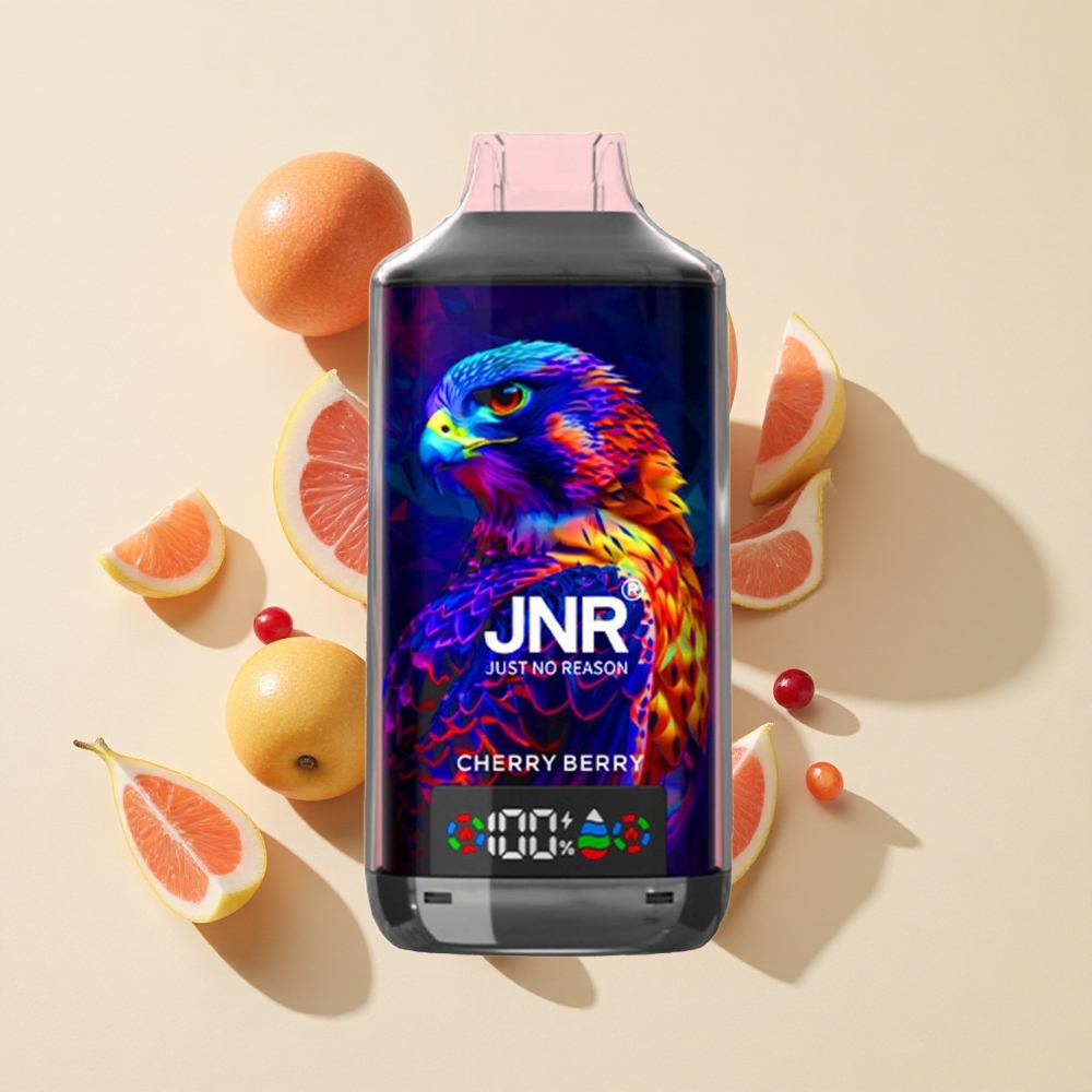 דובדבן-ענבים JNR Falcon X 18000 מחזיות סוללה 750mAh נפח נוזל 24ml סליל כפול תצוגה דיגיטלית טעינת Type-C מהירה