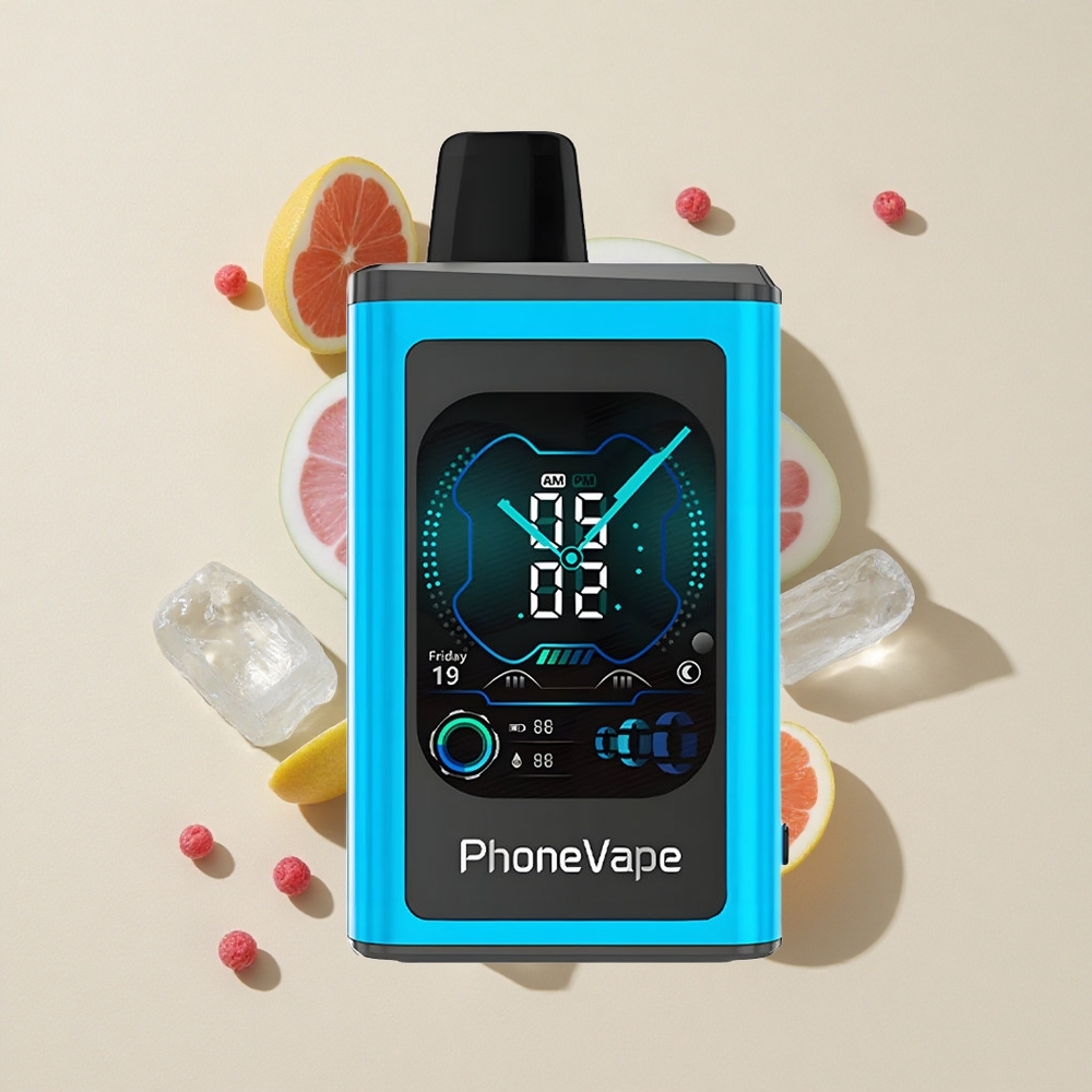 כחול פטל קרח JNR PhoneVape 30000 מכשיר חד פעמי 850mAh סוללה נטענת Type-C