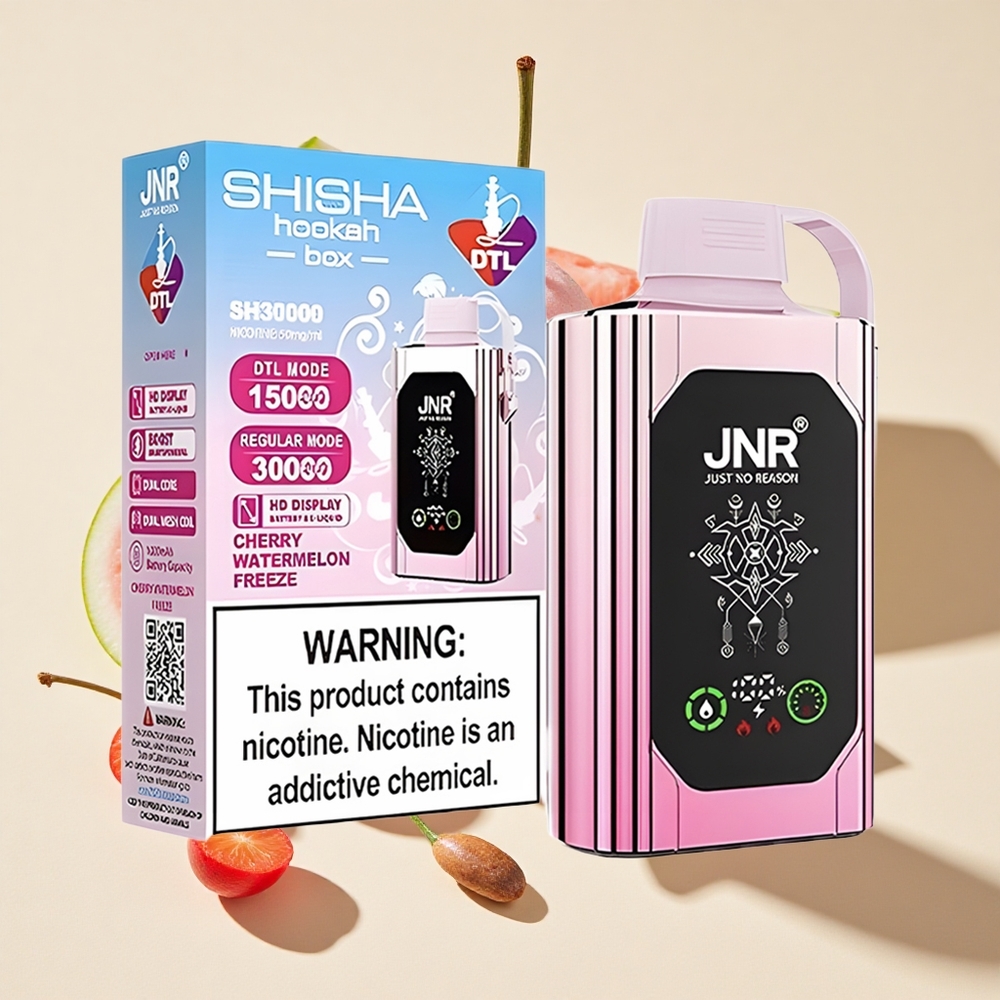 דובדבן אבטיח קפוא JNR Shisha Hookah Box 20500 Puffs ואפי חד פעמי תצוגה HD סוללה 1000mAh ניקוטין 0%,2%,5%