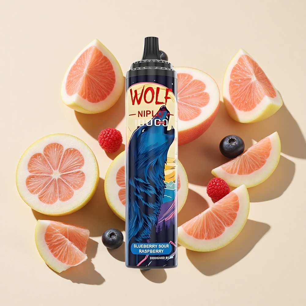 תפוח בר שחור חמוץ + JNR Wolf Niplo 10000 Puffs + סוללה 650mAh + נוזל 20ml + ניקוטין 0%, 2%, 5%