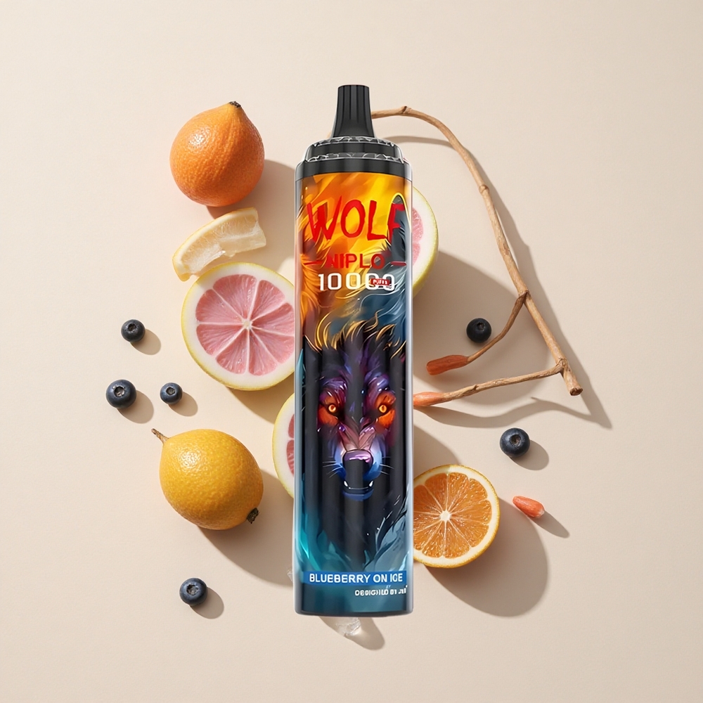 אוכמניות כחולות על קרח JNR Wolf Niplo 10000 Puffs סוללה 650mAh נוזל 20ml סליל 1.0 Ohm טעינת Type-C מהירה