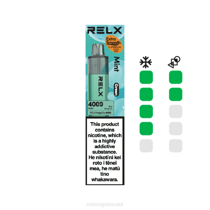 Relx Jerusalem 6ZNJ4 RELX MagicGo 4000 וואפ חד פעמי מנטה (ירוק)